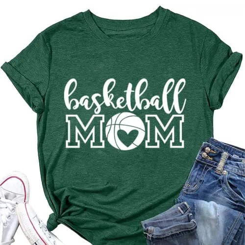 Basketball Mom T-Shirt for Women Funny Graphic Shirt for Women Novelty Shirt