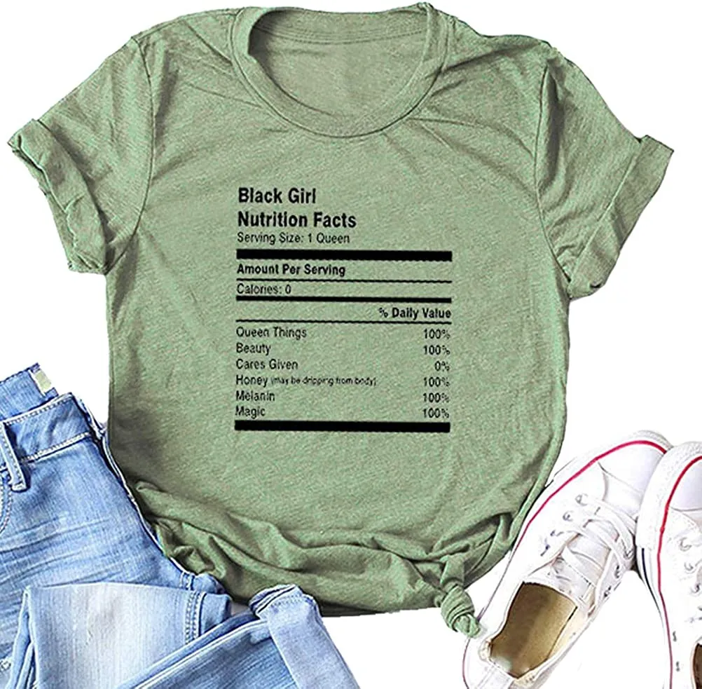 Black Girl Nutrition Facts T-Shirt Afro Women T-Shirt