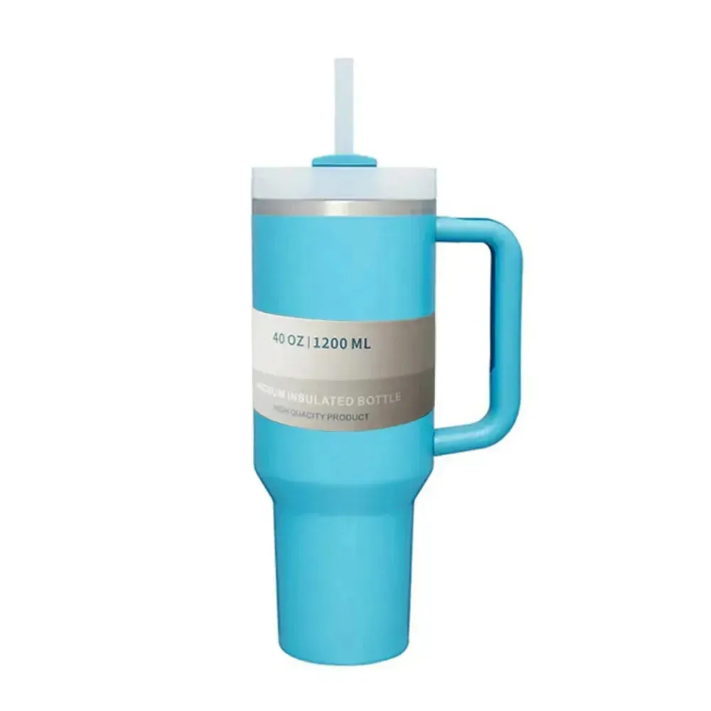 Brand 40 Oz Tumbler With Lids And Straws Handle Straw Stainless Steel Vacuum Insulated Iced Coffee Mugs Thermal Cups for Car