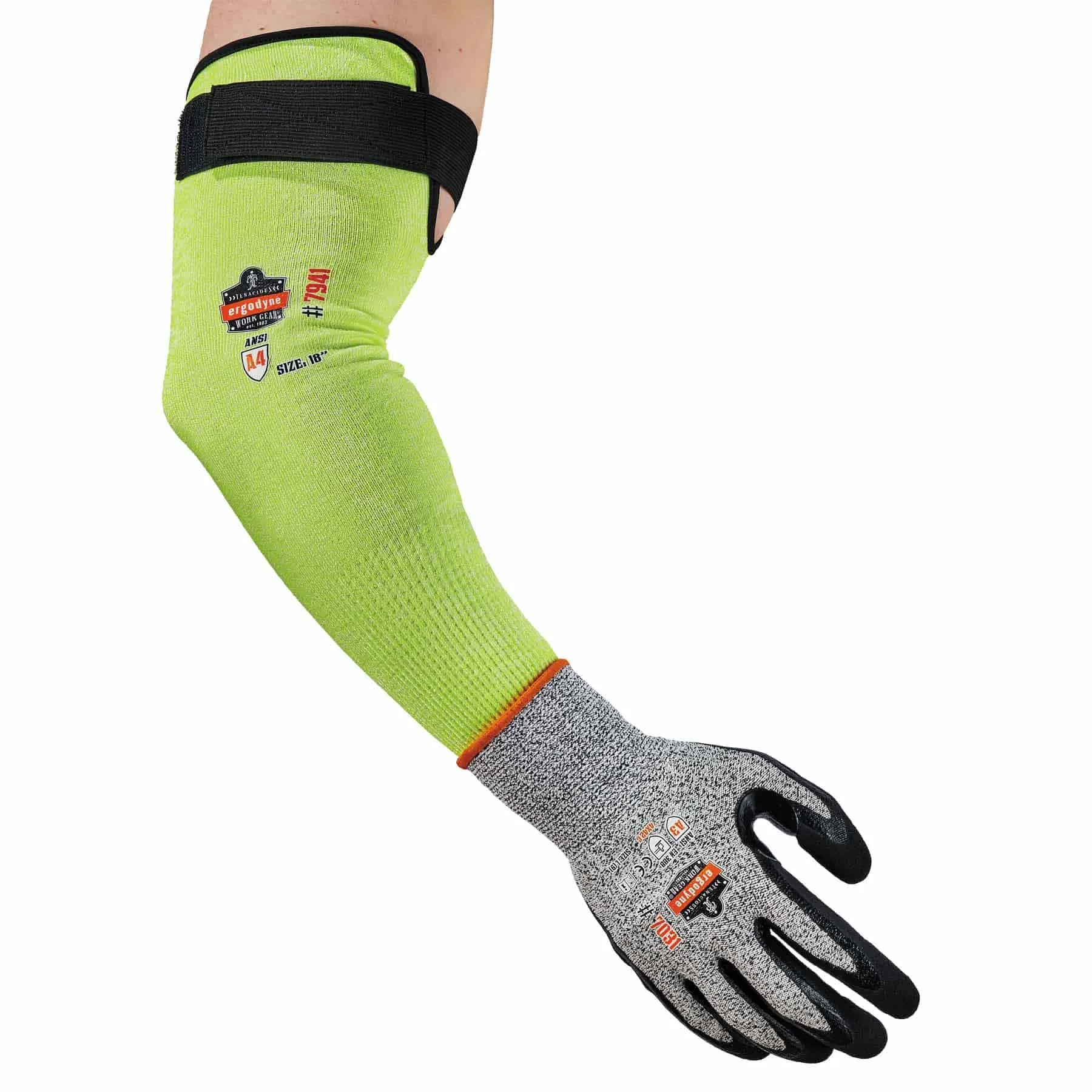 Ergodyne 17943 7941-PR 18 in Lime CR Protective Arm Sleeve 1-Pair