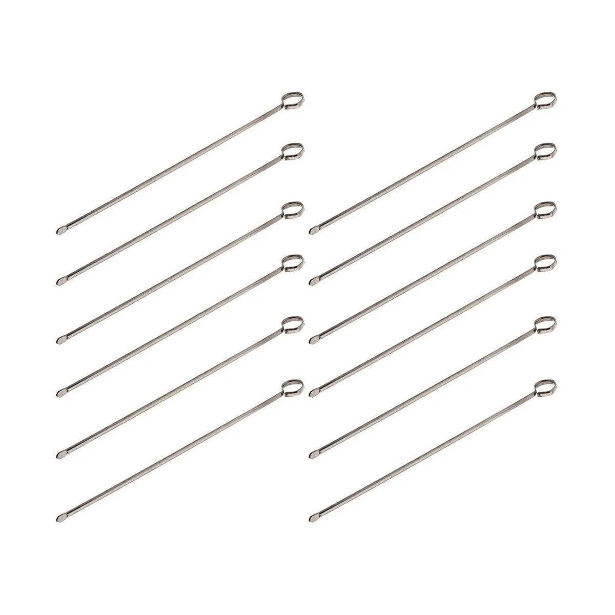 Stainless Steel Long Skewer w/ Oval Blade, 10", Pack of 12